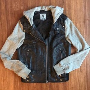 STS Blue black faux leather jacket small